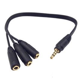 Haokiang 9 Inch 3.5mm (1/8") TRRS Male Plug to 3X Female Stereo Splitter Audio Cable, Gold-Plated(35M/3F)