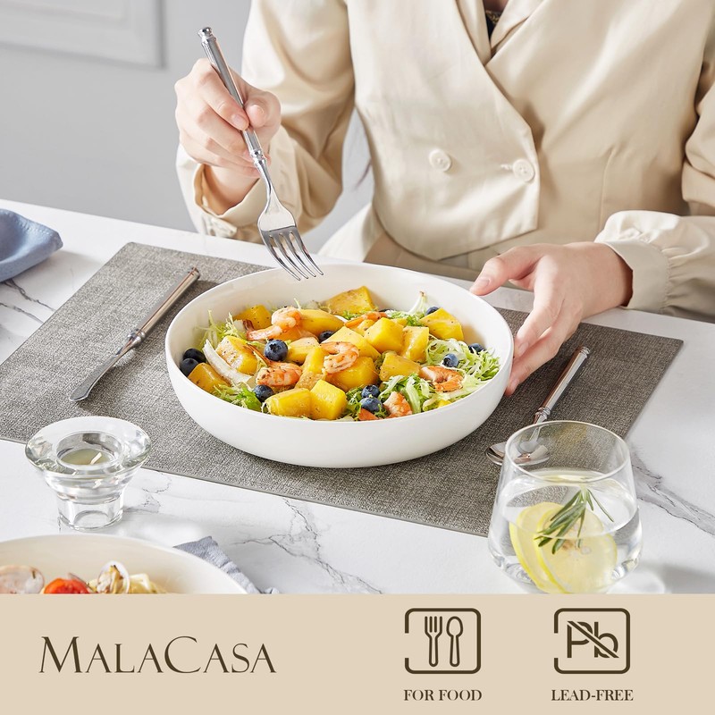 MALACASA 48 Oz Pasta Bowls Set of 4, 9 Inch