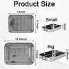 2 Pcs 13"15.4" Stainless Steel Roasting Pans with Handles, Baking