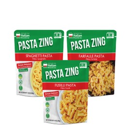Pasta Zing Microwavable Variety Pasta Pack of 7 | 2x Farfalle | 3x Spaghetti, 2x Fusilli Pasta | Microwave Pasta Ready To Eat in 60 Sec - Fully Cooked -100% Durum Wheat 7.05 Ounce