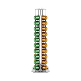 Coffee Pods Organizer Stand – 360° Rotating Metal Holder for 40pcs Coffee Pods – No Assembly Required, Compact & Sturdy Storage Solution