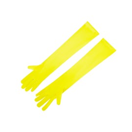 OWITER Long Elbow Gloves Bride Satin Gloves 1920s Opera Evening Party Dance Prom (Light Yellow)