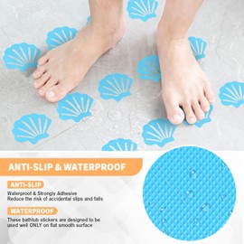 Bathtub Stickers Non Slip, Shell Shaped Tubs Safety Shower Treads, Adhesive Sticker for Bathroom Bathtub, Shower Floor (Blue)