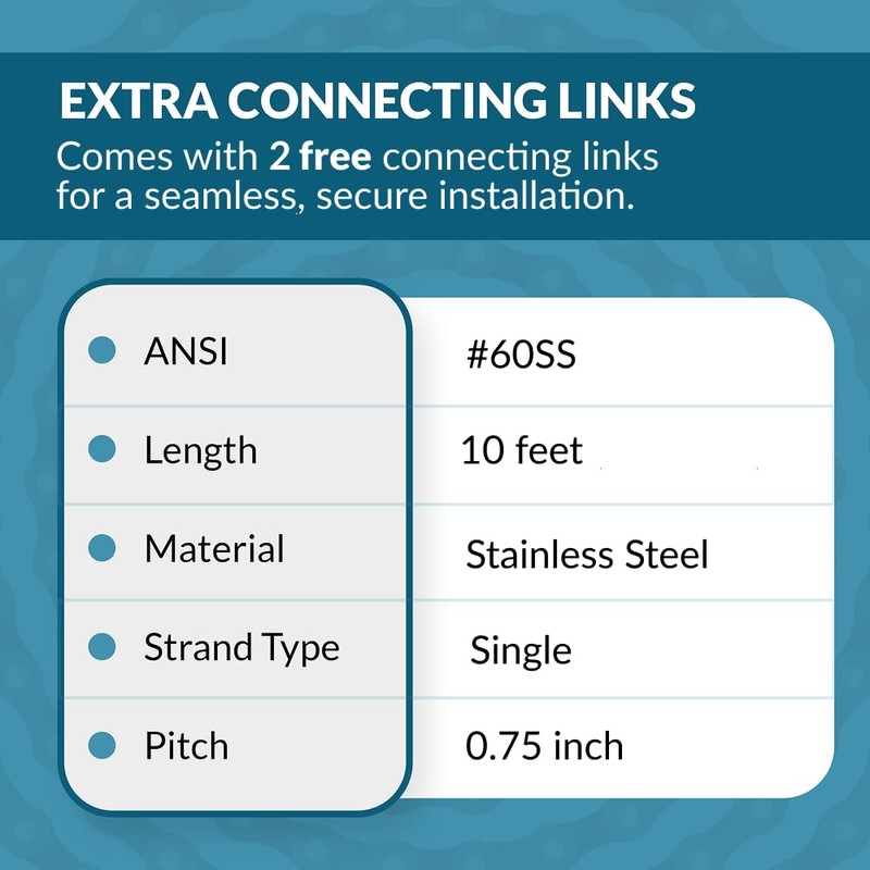PGN #60 Stainless Steel Roller Chain - 10 Feet +