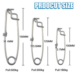 Longline Fishing Snap Clips - 6pcs Stainless Steel Tuna Clips High Strength Branch Hanger Snap Spring-loaded Tuna Clips Fishing Tackle Connector (15cm-6pcs)