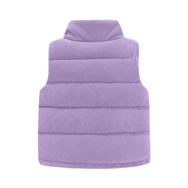 SEAUR Children's Corduroy Winter Down Vest Boys Girls Outdoor Quilted Vest Windproof Thick Puffer Vest Stand-Up Collar - 1-8 Years, purple
