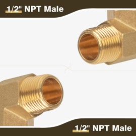 JUWO 1/2" x 1/2" NPT Male 90 Degree Street Elbow, Brass Pipe Fitting for Gas, Air, Oil, Propane (1-Pack)