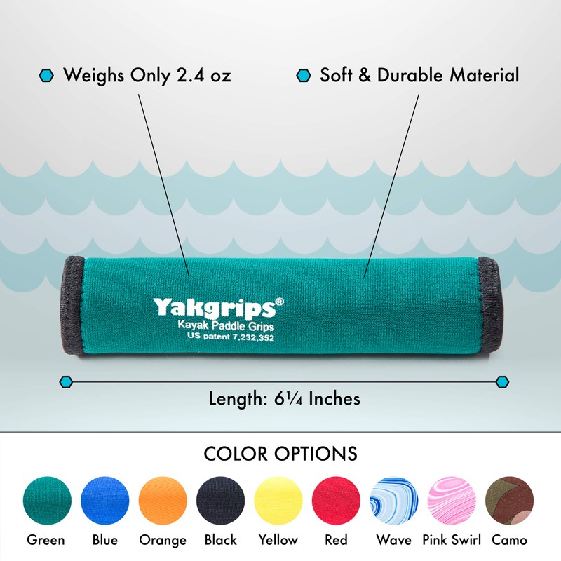 Yakgrips Takeapart Kayak Paddle Grips, No-Slip, Prevents Blisters (Green) -