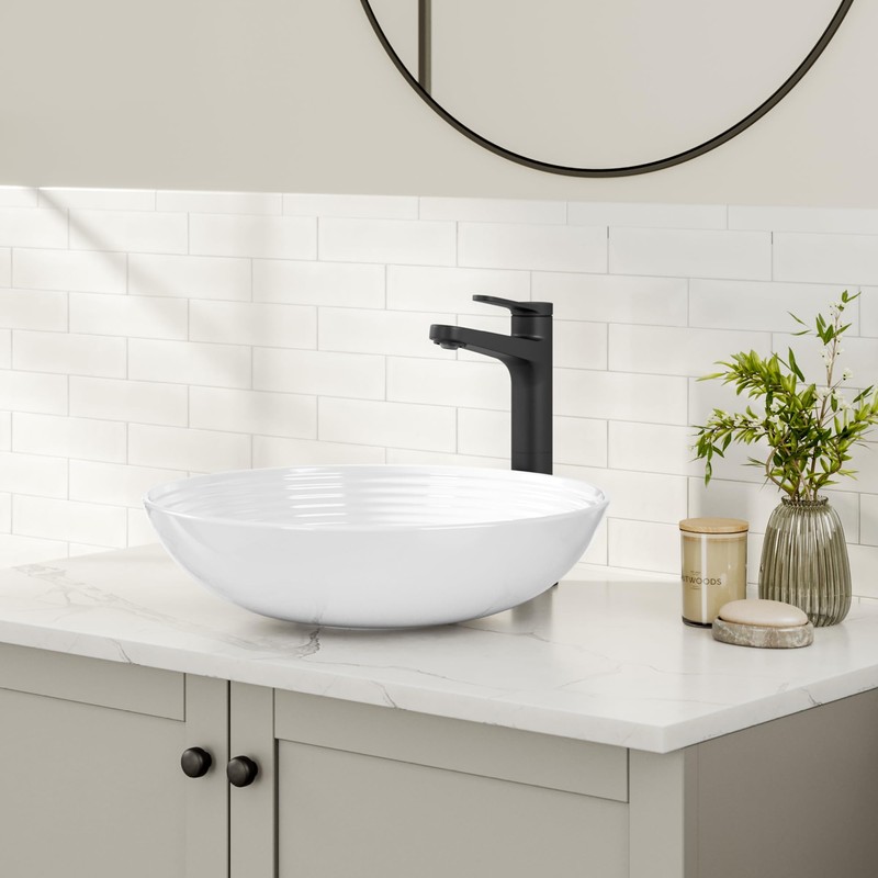 KRAUS Indy Bathroom Faucet for Vessel Sink in Matte Black,