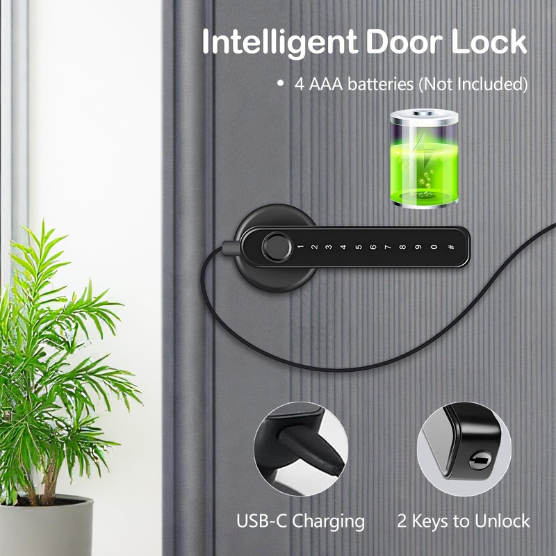 TECKZOON Intelligent Lock for Interior Doors, Electronic Door Lock with