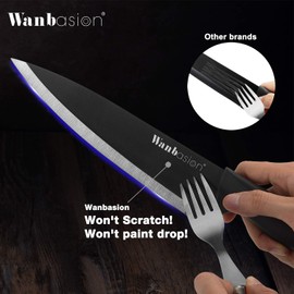 Wanbasion 16pcs Black Kitchen Knife Set with Block, Stainless Steel Knives Set for Kitchen, Professional Chef Knife Sets for Kitchen with Sharpener Acrylic Block