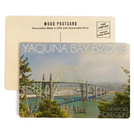 Newport, Oregon, Yaquina Bay Bridge (4x6 Birch Wood Postcards, 2-Pack Stationary, Rustic Home Wall Decor)