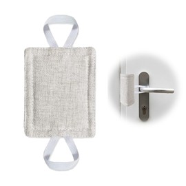 Door Slamming Silencer,Door Slam Stoppers,Prevent from Locking,Polyester Material,4 Inches X 3 Inches,Adjustable Elasticated Straps On Both Sides,Suitable for Bedroom,Nursery,Elderly Community(Grey)