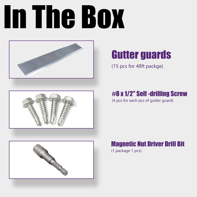 Mxclimate 5" Gutter Guard, 48FT Stainless Steel Micro-Mesh Gutter Cover