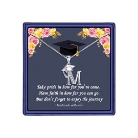TINGN Graduation Gifts for Her, Meaningful Cap Initial M Pendant Necklace for Women Girls Graduation Necklace Gifts Friend Gifts College High Middle School Graduation Gifts for Daughter Her Him 2025