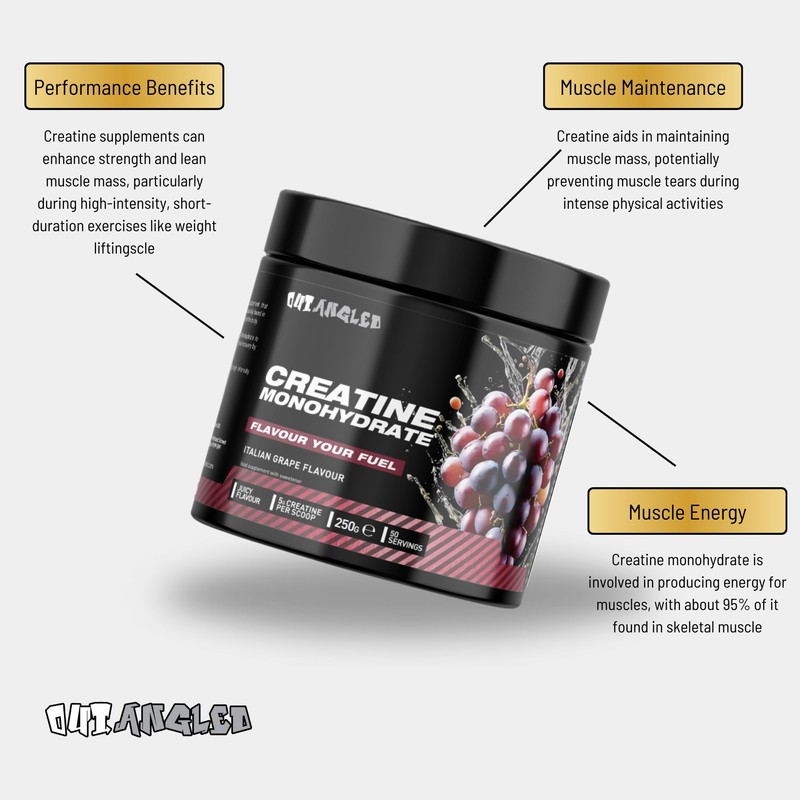 Out Angled Creatine Monohydrate Powder, Italian Grape, 50 Servings, Micronised
