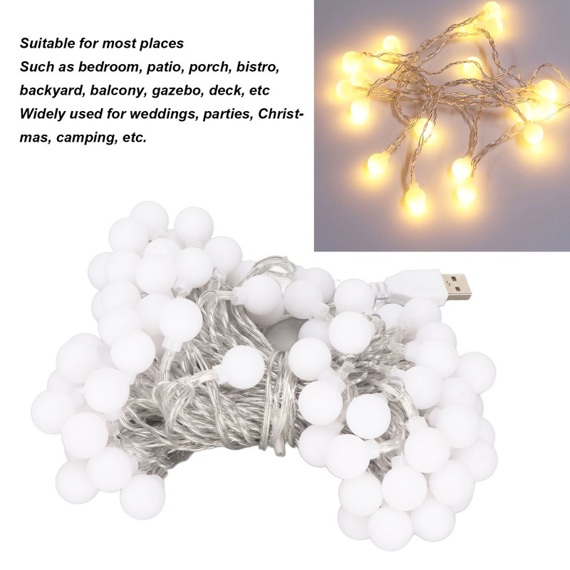 Ball String Lights Waterproof USB Port Power Supply LED Decorative