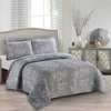 Royal Tradition 7pc Quilt Bedding Set Includes: Grey Odette Coverlet