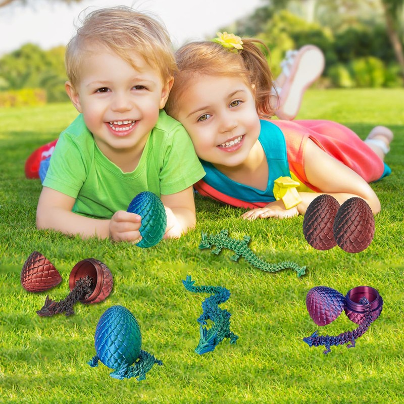 Yizerel 2 Pack 3D Printed Dragon Easter Egg with Dragon