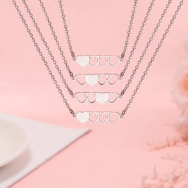 YELUWA Mother Daughter Necklace Set for 4 Mothers Day Gifts for Mom Daughter Matching Heart Jewelry Mom Gifts from Daughters Birthday Gifts for Daughter Girls Women
