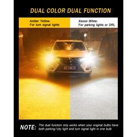 AUXLIGHT 7443 7444 992 T20 7443NA 7441 Switchback LED Bulbs 76SMD Chipsets White/Amber with Projector Replacement for Front/Rear Turn Signal Parking Daytime Running Lights/DRL (Pack of 2)