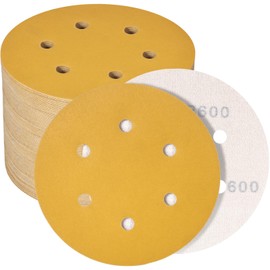 WEWINK PLUS 6-Inch 6-Hole 600 Grit Sandpaper Discs,Box of 70, Hook and Loop Backing for Random Orbital or DA Sander, Finishing Fine Sanding Abrasive Automotive Paint, Woodworking Wood, Metal