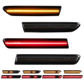 Dynamic Amber Red LED Side Marker Lights for Acura TL 2004 2005 2006 2007 2008 Front Rear Smoked Lens Fender Bumper Sequential Indicator Lamps Assembly, Replace OEM 33850SEPA01