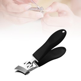 perfeclan Schräger Nagelknipser, Nagelknipser für Zehennägel mit weiter Öffnung, kein Spritzen, großer langer Griff für dicke Zehennägel, schräg gebogener, Schwarz