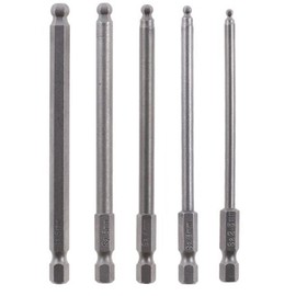 Yakamoz 5 Pieces Magnetic Ball End Hexagon Head Screwdriver Bits Set | 1/4 Inch Hex Shank | 4 Inch Length