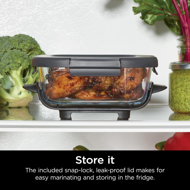 Ninja 6 Cup CleanCrisp Glass Container with Leak-Proof Storage lid,
