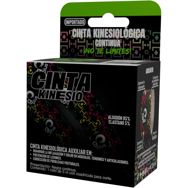 3 Pack Cinta Kinesiologica Negra 5 m Go Plus