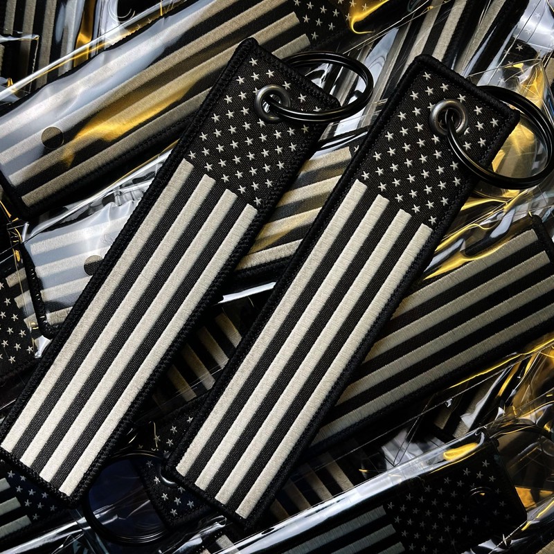 OFN American Flag License Plate & Frame Dome Combo, Blackout