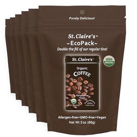 St. Claire’s Organic Coffee Pastilles – 6-Pack EcoPack, 3 oz Each | Certified Organic, Vegan, Gluten-Free, Allergen-Free, Non-GMO, Low Calorie, Plant-Based | Made in USA