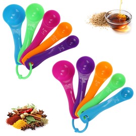 Measuring Spoons, Pack of 10, Colourful Measuring Spoons, Gram Measuring Spoon Set with Different Capacities, Serving Spoon for Cooking, Baking, Liquid and Powder Measuring Devices