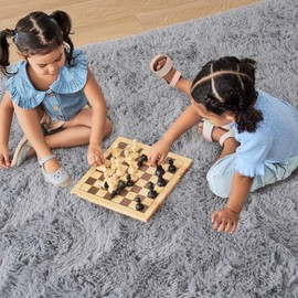 Unirea Shag Area Rug for Bedroom Living Room, 5x8 Grey Rugs Fluffy Plush Carpet, Soft Fur Fuzzy Rug for Indoor Kids Nursery Teens Girls Room Classroom Dorm Home Decor Floor Aesthetic