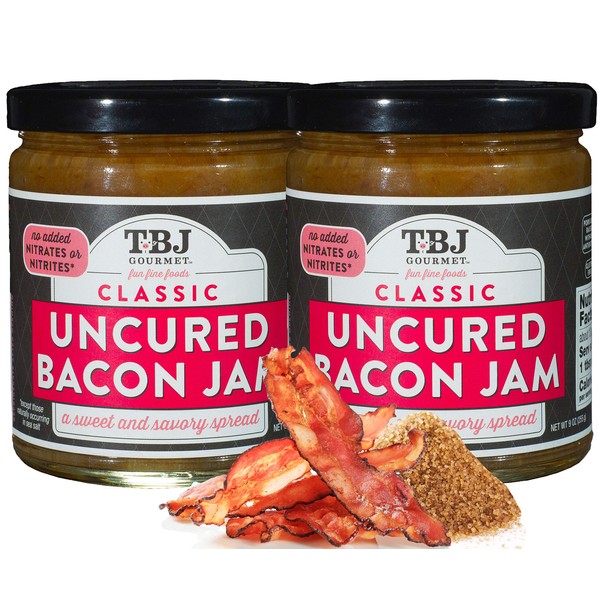 TBJ Gourmet Classic Bacon Jam - Original Recipe Bacon Spread - Uses Real Bacon, No Preservatives - Authentic Bacon Jams - 2 x 9 Ounces
