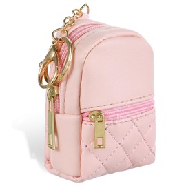Ymapinc Mini Backpack Keychain – PU Leather Tiny Backpack Coin Purse for Women, Cute Keychain Wallet for Keys, Cards, Coins & Lipstick, Pink