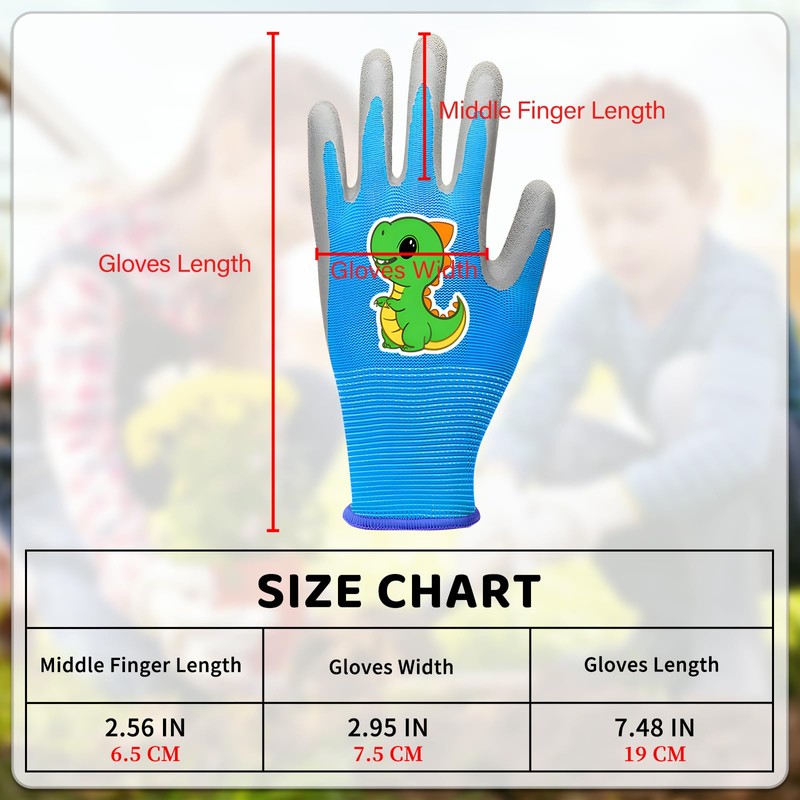 hisptgo Kids Gardening Gloves for Age 3-12, Durable Rubber Coated