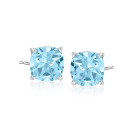 Ross-Simons 6.40 ct. t.w. Swiss Blue Topaz Stud Earrings in Sterling Silver