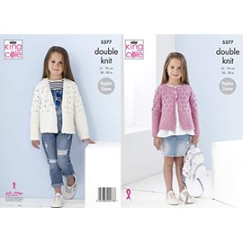 King Cole 5377 knitting Pattern Girls Raglan Cardigans in Cotton Top DK