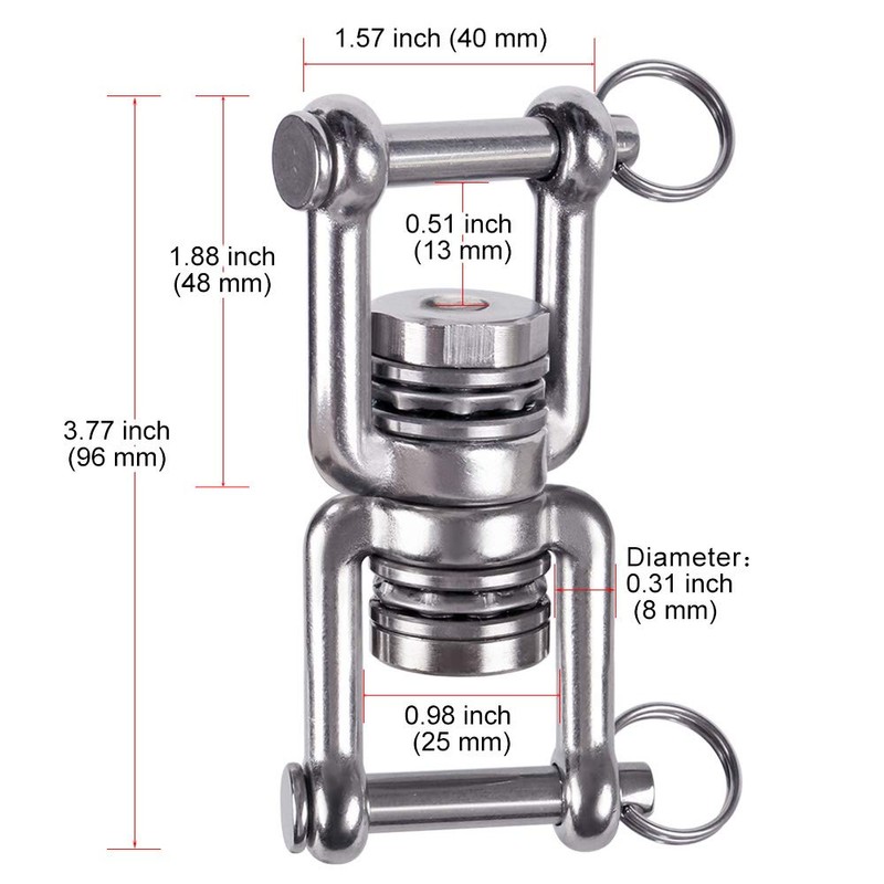 BeneLabel Dual Hanging Rings Hammock Swing Hanger, Swivel Stainless Steel