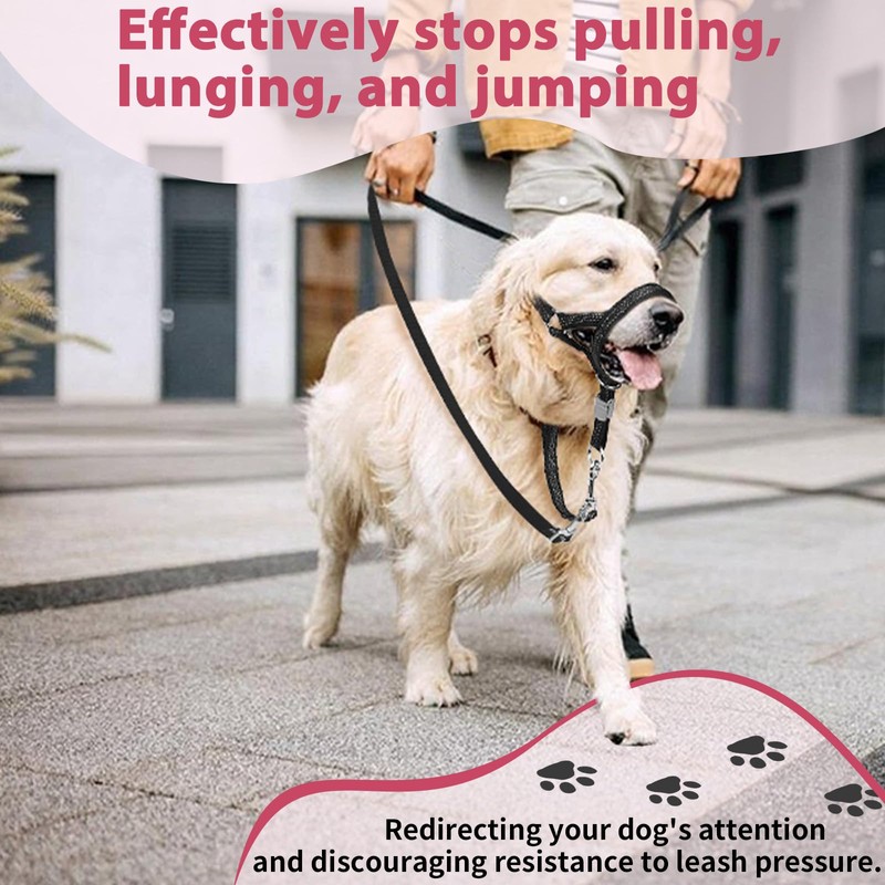 BARKLESS Sturdy No Pull Head Collar for Medium Large Dogs,