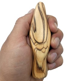Zuluf Olive Wood Virgin Holding Mary 3.9" - Hand Carved Minimalist Our Lady Figurine Meditation Prayer Home Décor