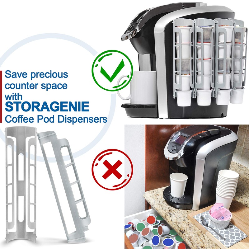 STORAGENIE Coffee Pod Holder Side Mount K Cup Pods Dispenser