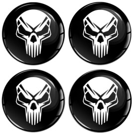 SkinoEu Set of 4 x 68 mm Sticker for Hub Caps Hub Caps Hub Caps Wheel Hub Cover Wheel Sticker Black White Skull A 268
