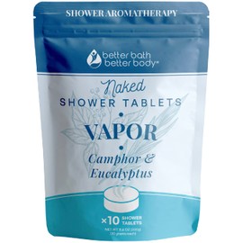 New Vapor Shower Tablets (10 Tabs) Scented with Pure Eucalyptus and Camphor Essential Oils for Luxurious Shower at Home Made in USA