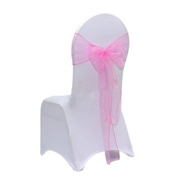 SCORPIONKING Organza Chair Sashes Bows for Wedding Reception- Universal Chair Cover Back Tie Supplies for Banquet, Party, Hotel Event,Wedding (10, Pink)