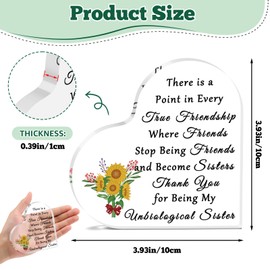 Friends Gifts for Women Best Friends Acrylic Plaque Thank You Gifts for Sister Bestie Soul Sister Coworker Female Friendship Appreciation Heart Shaped Plaque Christmas Birthday Present Desk Decor