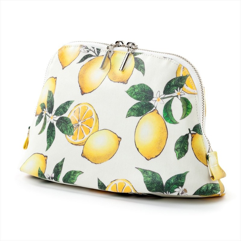 Round Pouch (Large) Citrus Lemon, Lemon Pattern, Botanical Pattern, Fruit