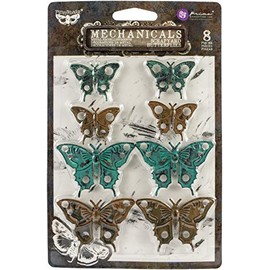 Prima Marketing Finnabair Mechanicals Metal Embellishments-Scrapyard Butterflies 8/Pkg, Assorted